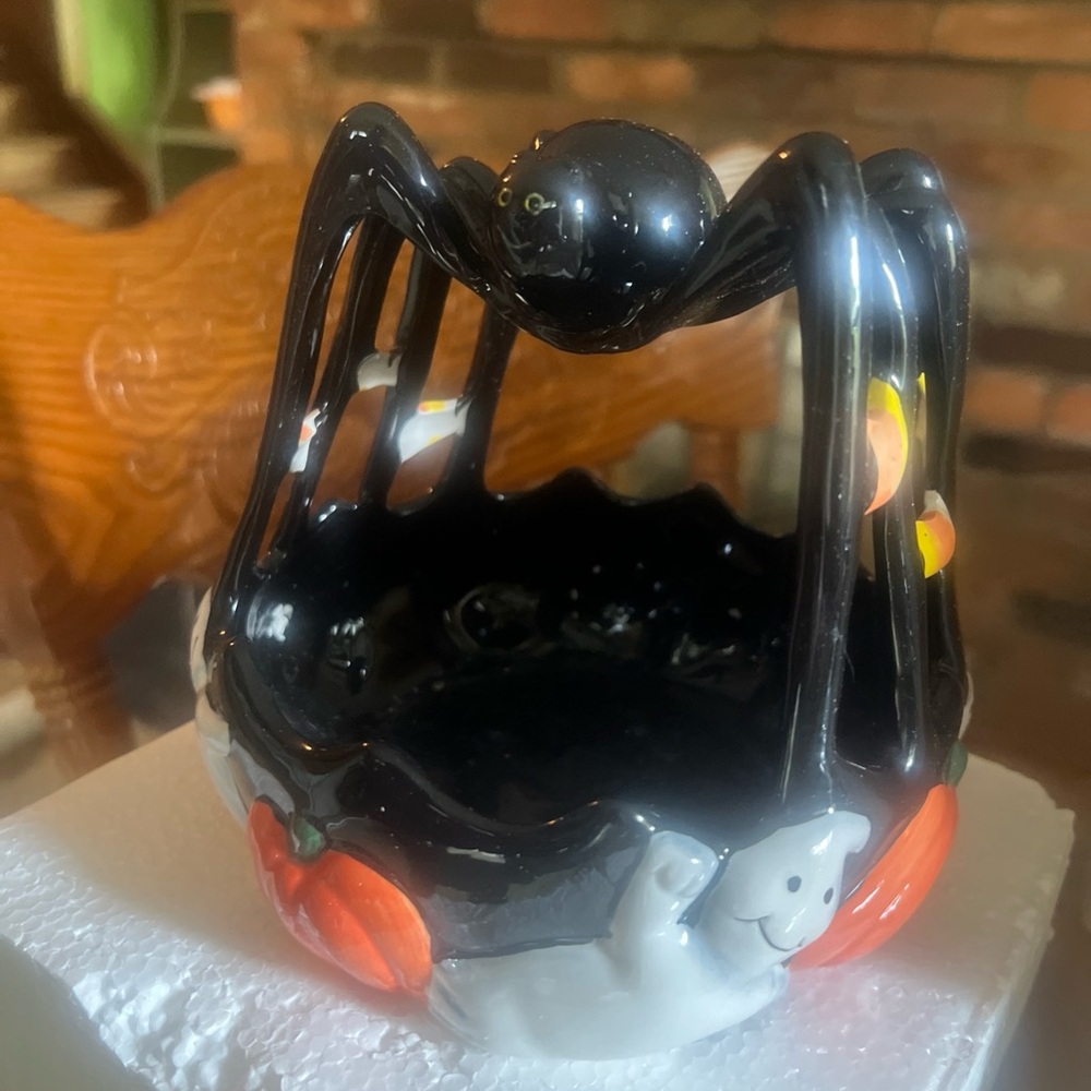 Halloween Spider and Pumkin Bowl